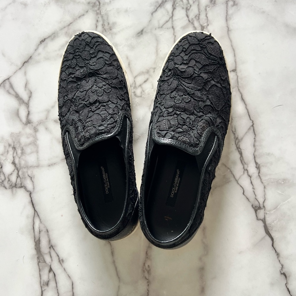 Black Lace Slip-On Dolce & Gabbana Shoes